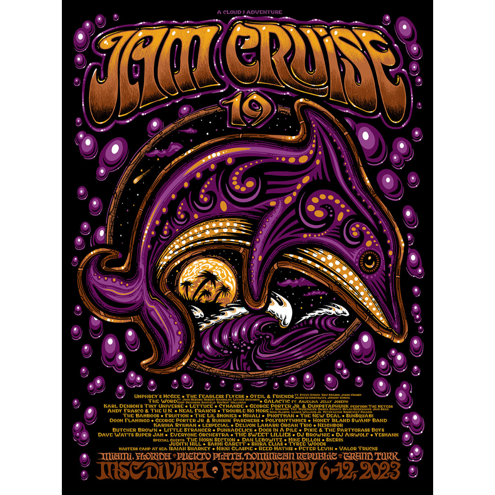 Jam Cruise 19 Jeff Wood Dolphin Poster – Cloud 9 Adventures Store
