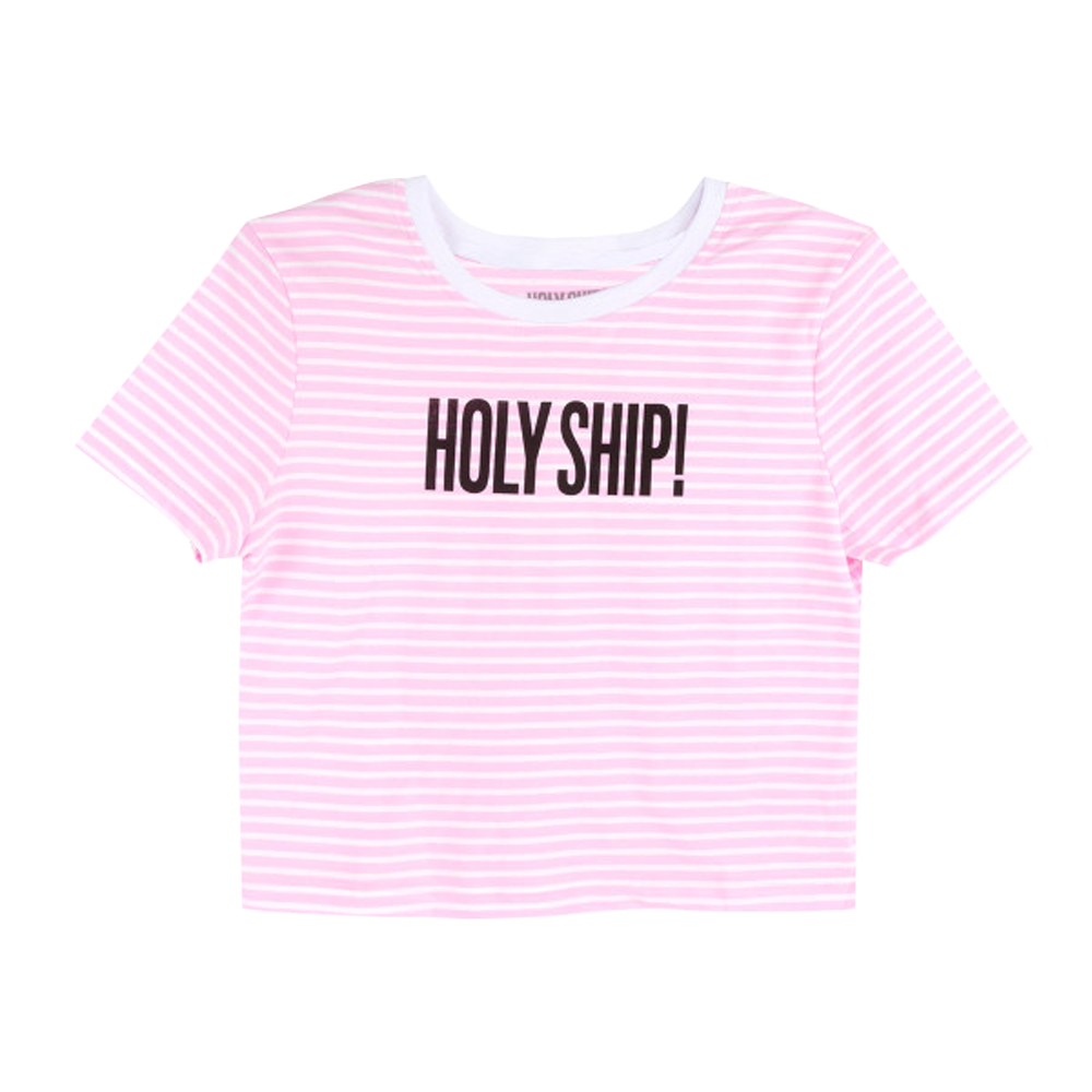 Holy Ship! Pink Striped Crop Top